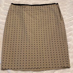 Tan pencil skirt with black polka dots